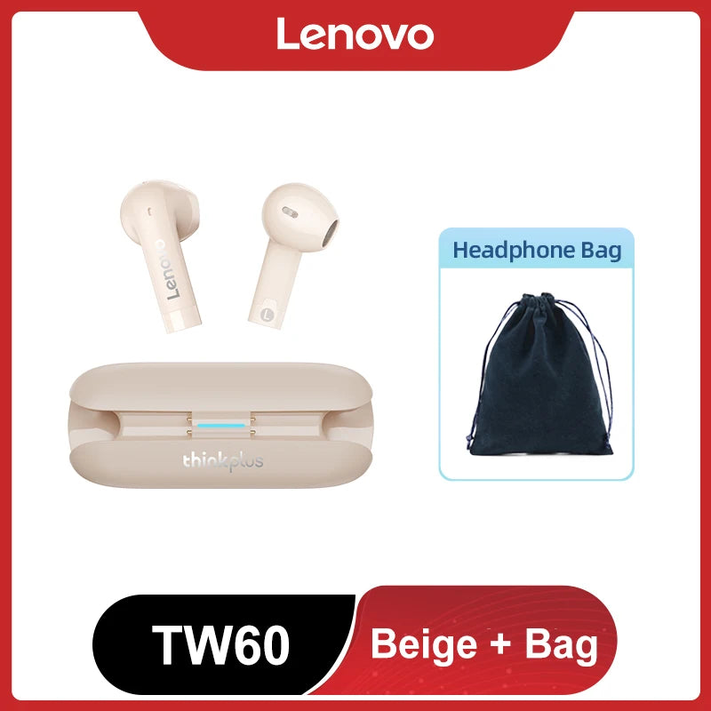 Original Lenovo TW60 TWS Bluetooth Headset 5.3 HiFi Sound Low Latency Earbuds Noise Reduction Gaming Sport Headphones