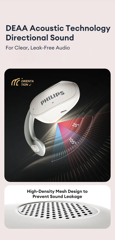 سماعات أذن جديدة TAT2708 OWS اللاسلكية بتقنية البلوتوث ومقاومة للماء من Philips، عمر بطارية طويل يصل إلى 120 ساعة، سماعات أذن ENC Call Noise Cancelling