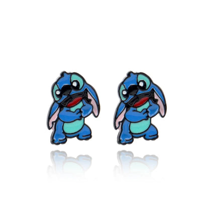 Disney Lilo & Stitch Necklace Stainless Steel Stitching Cute Figure Stitch Heart Pendant Neck Chain Lovers Jewelry