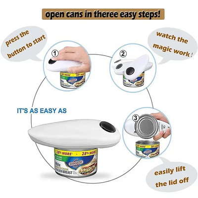 Electric can opener easy and easy to open cans and bottles complimentary 8-character bottle opener (Self provided 2 AA batteries