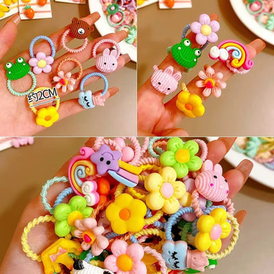 50/100 Pieces of Cute Thumb Hair Ties for Girls, High Elasticity, Does Not Hurt Hair, Sweet Little Girl Hair Rope, Kidsren's