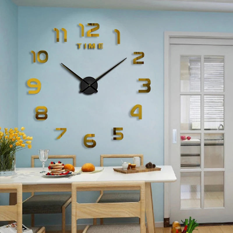 2023 Modern Design Large Wall Clock 3D DIY Quartz Clocks Fashion Watches Acrylic Mirror Stickers Living Room Home Decor Horloge