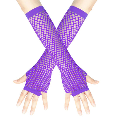 1Pair Womens Long Fishnet Net Gloves Fingerless Mesh Gloves Punk Rock Fancy Night Club Party Arm Warmer Gloves Sexy Gloves