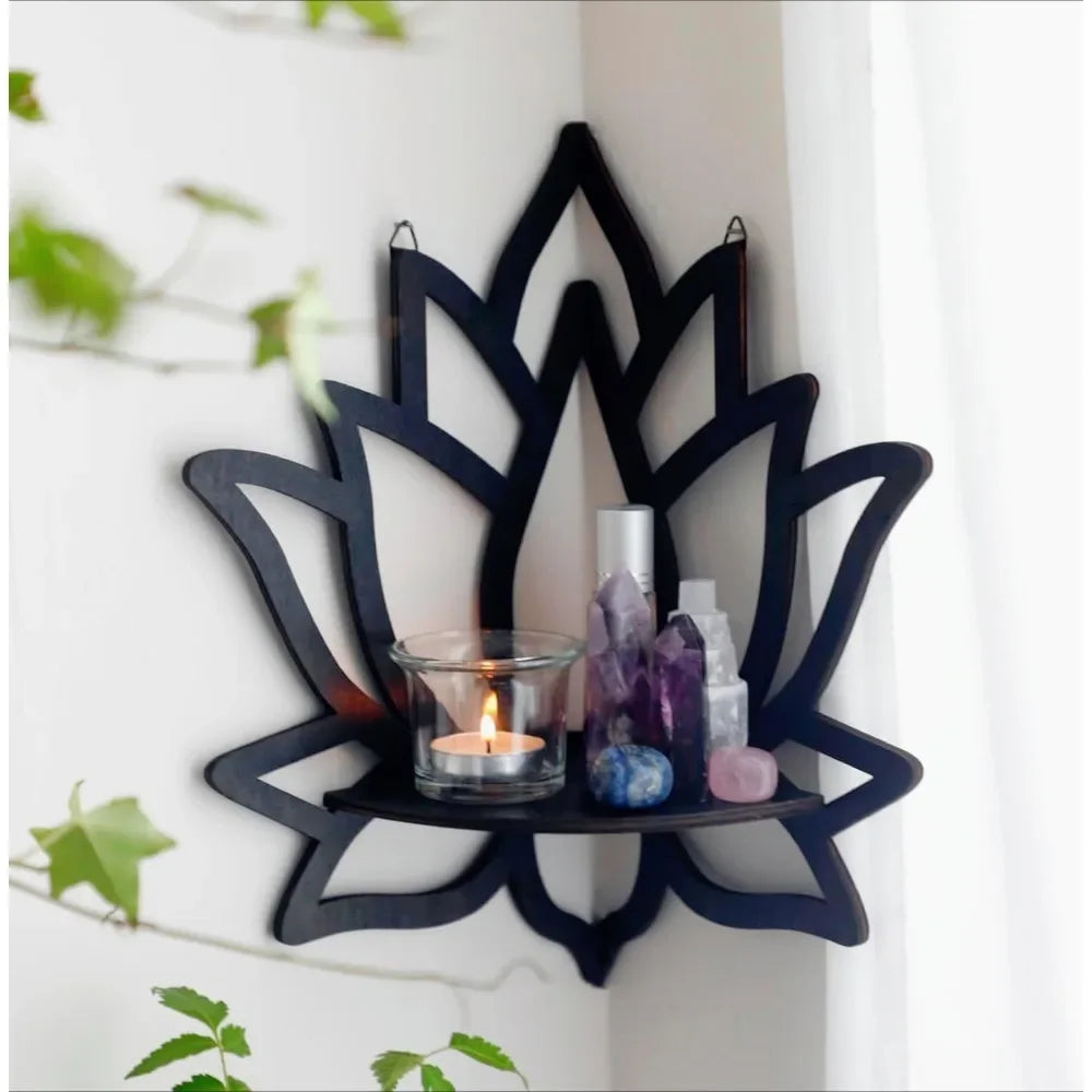 Lotus Floating Wall Shelf Crystal Shelf Display Home Wood Decor Aesthetic Room Decoration Modern Home Decoration Shelf