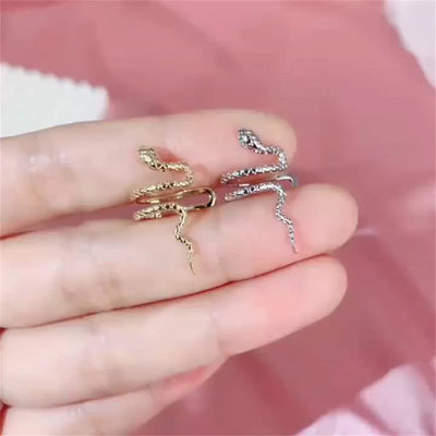 1PC Hip Hop 3D Snake Shape Clip-On Earring For Women Exquisite Rhinestone Shiny Zinrcon Snake Eyes Trendy Party Jewelry