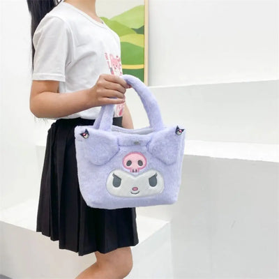 Sanrio Plush Bag Kawaii Kuromi Cinnamoroll Melody Cartoon Anime Handbag Crossbody Cosmetic Travel Storage Bags Women Girls Gifts