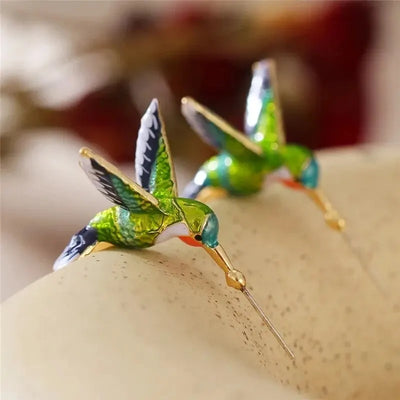 New Cute Hummingbird Dropping Oil Earrings for Women's Fashion and Minimalist Bird Earrings and Earrings