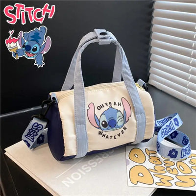 Disney Stitch Canvas Bucket Bag Kawaii Cartoon Handbag Casual All-Match Crossbody Bag Portable Satchel Tote Fashion Backpacks