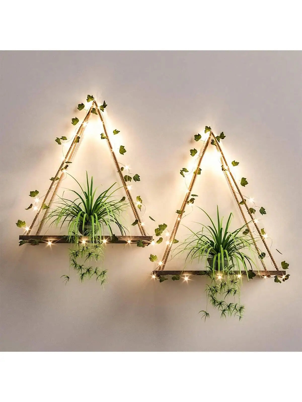 Wood Shelf with Leaf Hanging Decoration LED Shelf Decor Aesthetic Room Decor Floating Shelves Wall Display Stand for Living Room