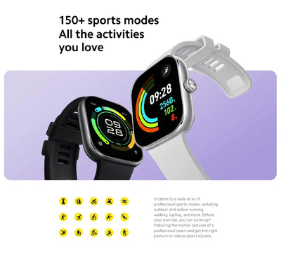 النسخة العالمية من ساعة Xiaomi Redmi Watch 4 الذكية مقاس 1.97 بوصة AMOLED لمراقبة معدل ضربات القلب وأكسجين الدم ودعم مكالمات الهاتف عبر البلوتوث ونظام تحديد المواقع العالمي (GPS)