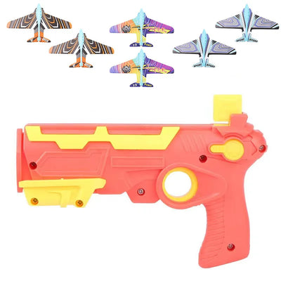 HOT！Airplane Launcher Bubble Catapult With 6 Small Plane Toy Funny Airplane Toys for Kids plane Catapult Gun Shooting Game Gift