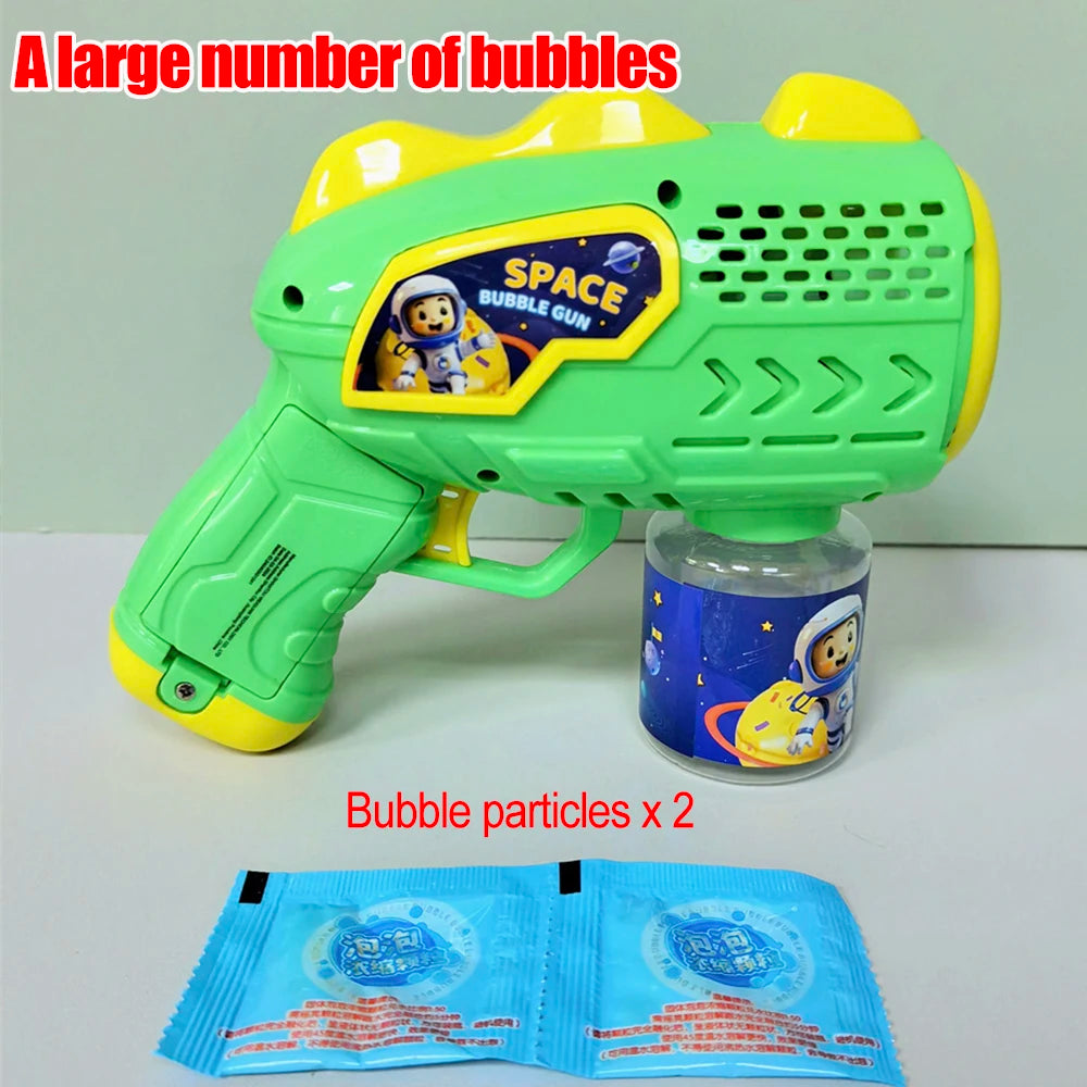 Space Astronauts Fully Automatic Bubble Gun Rocket Bubbles Machine Automatic Blower with Bubble Liquid Toy for Kids Bubble Gift