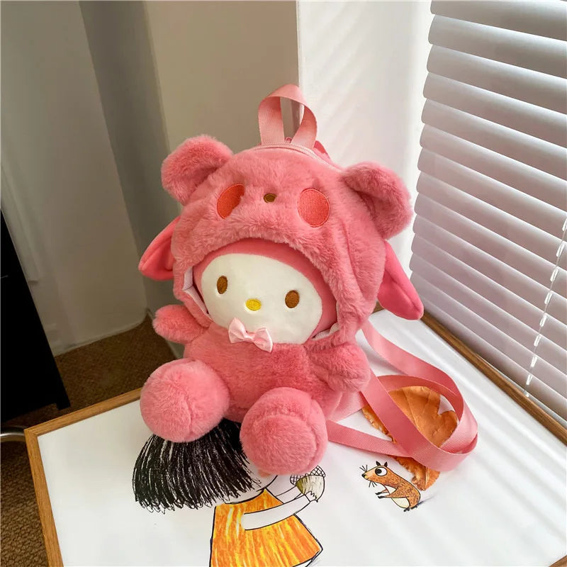 Kawaii Sanrio Bag Kuromi Plush Backpack Lolita Style Plushies Stuffed Animal Doll Toys My Melody Bag Women Tote Girl Christmas