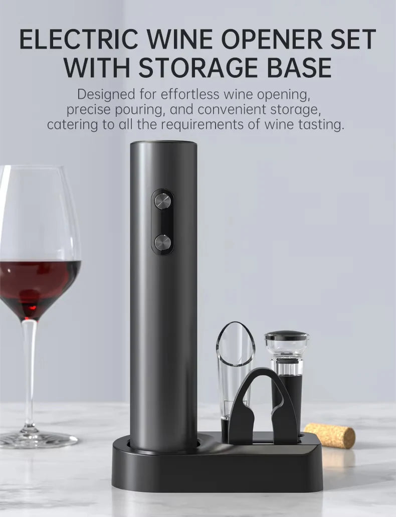 Electric Automatic Red Wine Opener Set Multifunction Wine Stopper, Wine Pourer, Electric Bottle Opener Gift Set for ins Style