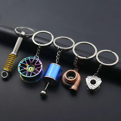 Mini Zinc Alloy Auto Parts Keychains Simulated Speed Gearbox Absorber Motor Piston Pendant Car Keys Holder Keyring Cute Men Gift