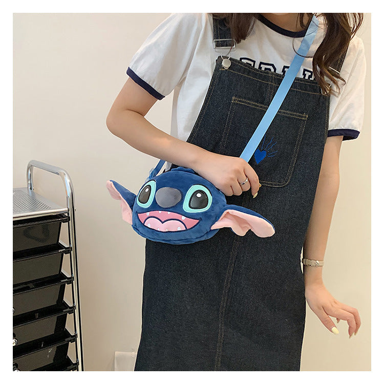 Disney New Lilo & Stitch Plush Toys Kawaii Plush Messenger Bag Girl Handbag Anime Stuffed Toys Children Cartoon Plushie Soft Bag