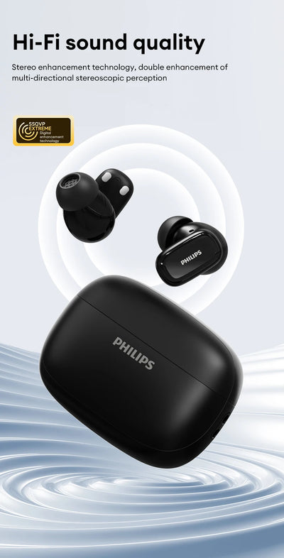 Original Philips TAT2569 Wireless Bluetooth V5.4 Stereo Earphones IPX4 Waterproof Sport Earbuds Low Latency Gaming Headset New