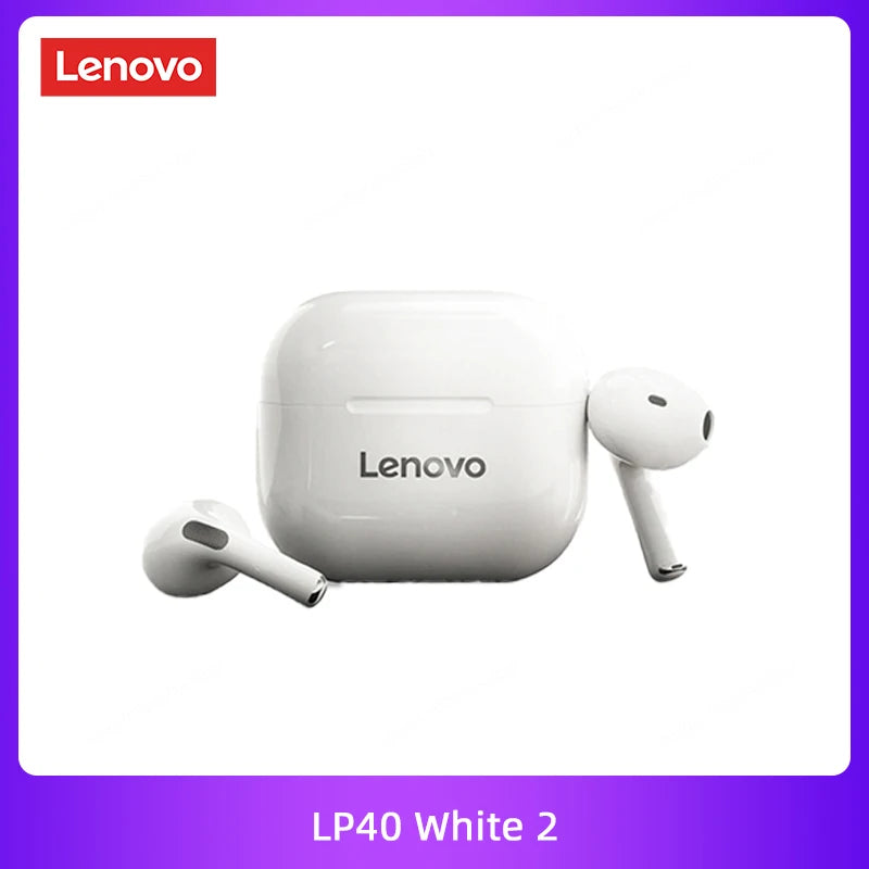 Lenovo Original LP40 TWS 5Pcs 10pcs Earphone Bluetooth Wireless 5.0 Dual Stereo Noise Reduction Bass Touch Control Wholesale