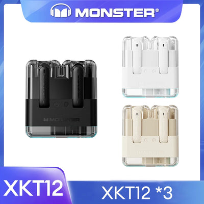 سماعات الألعاب الأصلية Monster XKT12 بتقنية البلوتوث 5.3 TWS وسماعات أذن لاسلكية بتقنية HIFI وسماعات أذن مضادة للضوضاء بسعة 300 مللي أمبير في الساعة