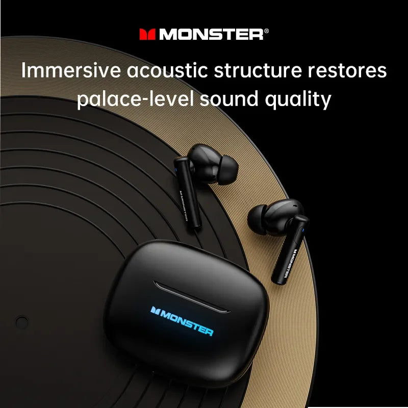 سماعات Monster Airmars XKT26 اللاسلكية بتقنية البلوتوث 5.4 TWS Hifi سماعات ستيريو سماعة رأس للألعاب سماعات أذن رياضية لتقليل الضوضاء