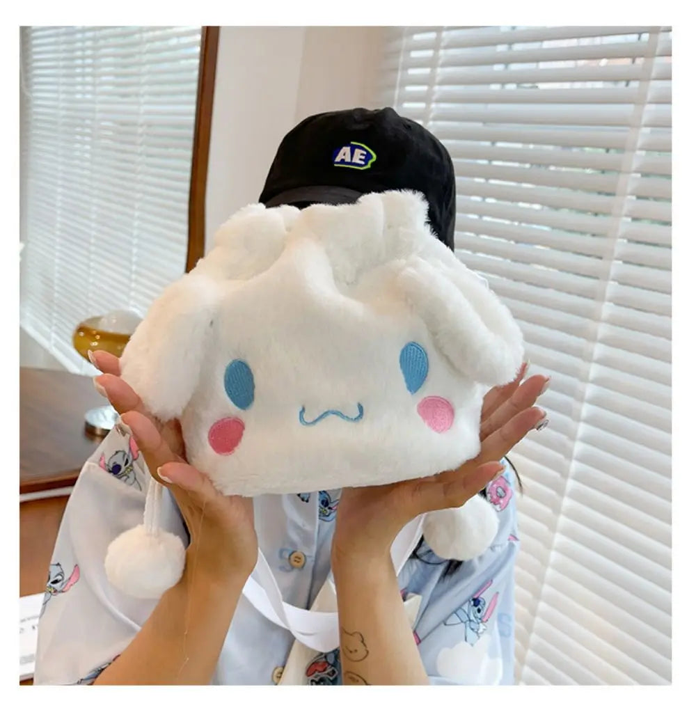 Sanrio  Bag Kawaii Cinnamoroll Handbag Tote Plushie Shoulder Messenger Bags Kuromi Hello Kitty Stuffed Makeup Backpack Gift