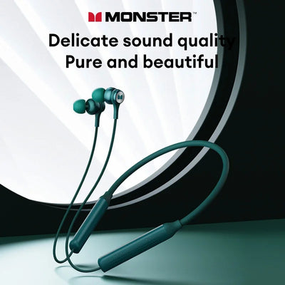 New Monster SG08 Wireless Bluetooth 5.4 Neckband Earphones Ultra-Long Battery Life Gaming Earbuds HD Call Sport Headset With Mic