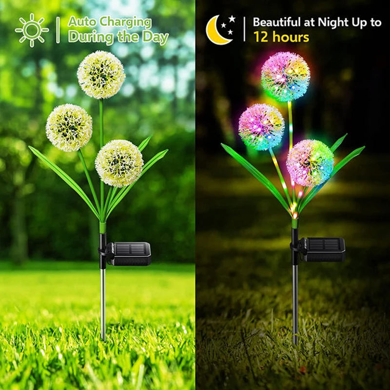 Outdoor Solar Dandelion Light with 2 Modes Solar Garden Lights IP65 Waterproof Decoration Light for Garden Lawn Yard Wedding