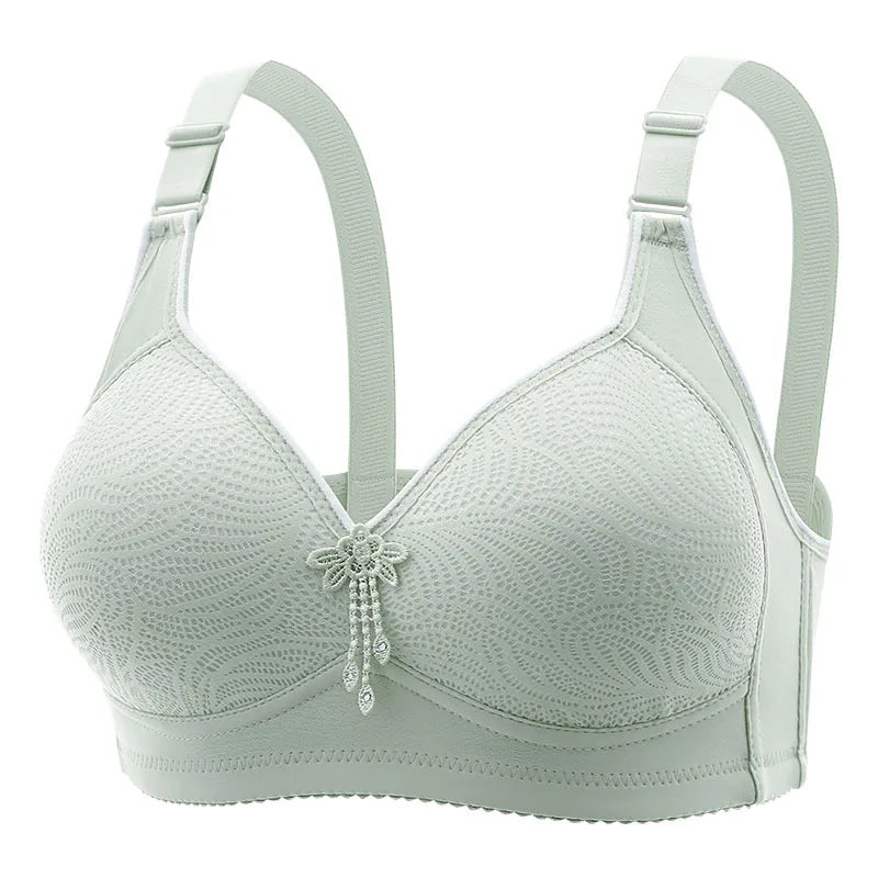 1 Piece Appliques Jacquard Bra, Elegant Lightly Padded Wireless Bra, Women's Lingerie & Underwear