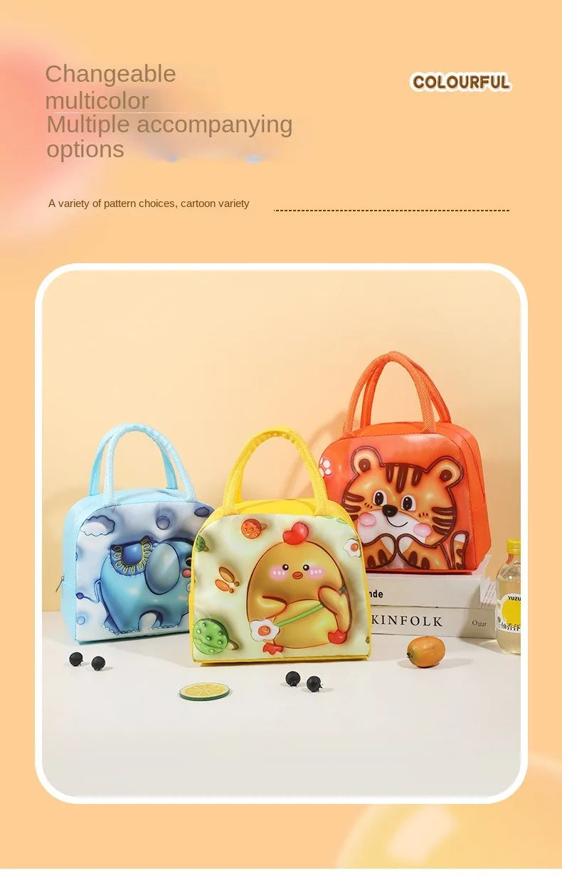 Cute Printed Cartoon Lunch Bag for Kids with Insulation and Preservation Function Bag Organizer Tote Bag with Zipper