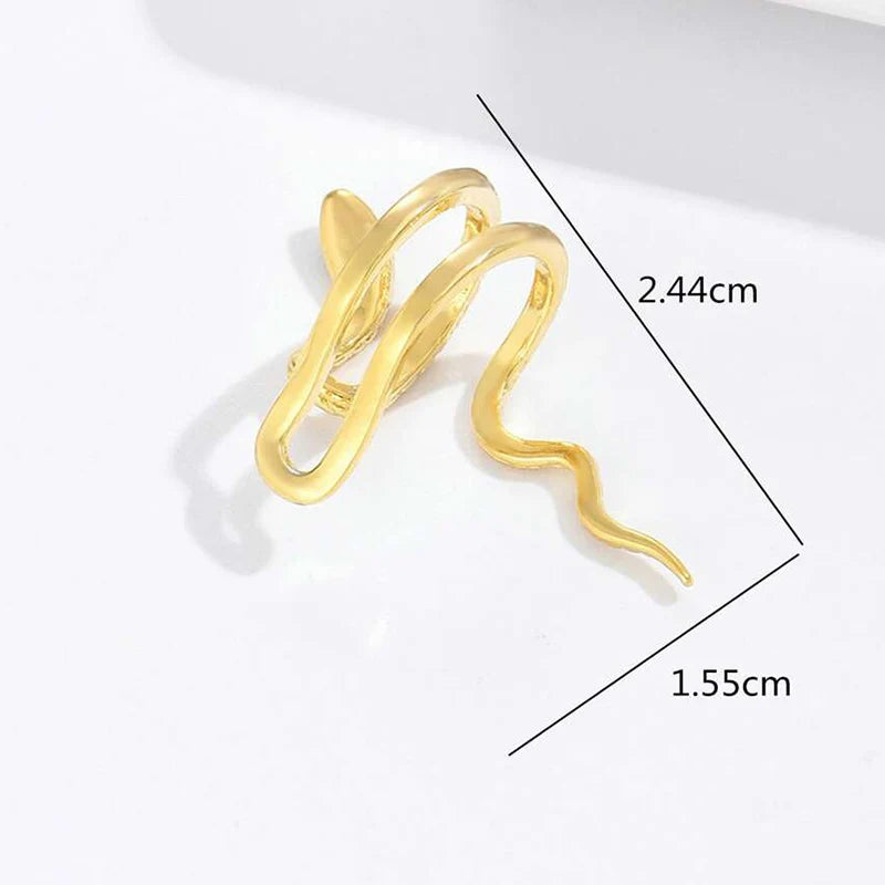 1PC Hip Hop 3D Snake Shape Clip-On Earring For Women Exquisite Rhinestone Shiny Zinrcon Snake Eyes Trendy Party Jewelry