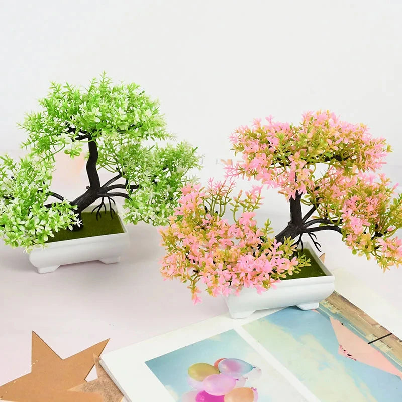 Artificial Plants Bonsai Small Tree Pot Fake Plant Flowers Potted Ornaments For Home Room Table Decoration Hotel Garden Decor