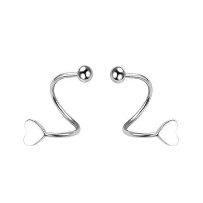 2pcs Stainless Steel Spiral Twisted Lip Ring Tongue Piercing Heart Star Ear Cartilage Helix Piercing Stud Earring Jewelry Gifts