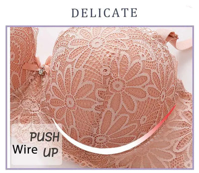 Lace Bra for Women Big Cup 1/2 Sexy Floral Underwire Underwear Ladies Push Up Thin Bra Half Cup 36-42C Black Gather Brassiere