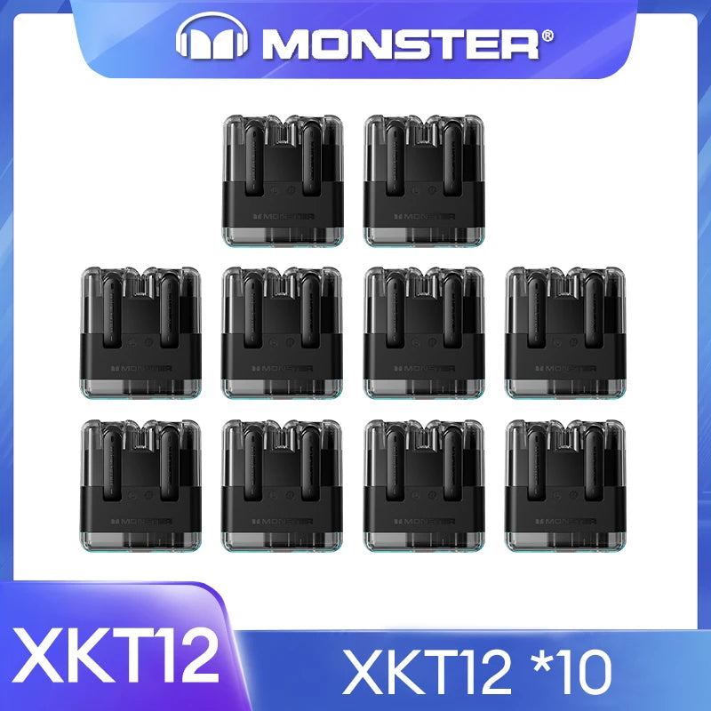 Original Monster XKT12 Gaming Earphones Bluetooth 5.3 TWS Wireless Headset HIFI Sound Earbuds Noise Reduction Headphones 300mAh