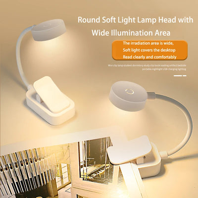 Portable LED Book Lights Eye Protection Night Light Mini 360°Clip-On Desk Reading Battery Lamp Travel Bedroom