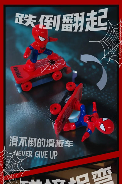 New Spiderman Automatic Flip Rotation Skateboard Acousto-Optic Car Electric Music Toy Stunt Scooters Christmas Gift Anime