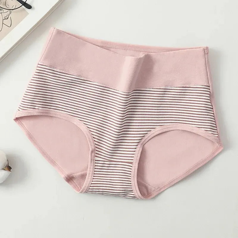 4Pcs Women's Panties High Waist Underwear Fashion Print Girls Briefs Breathable Cotton Panty Plus Size M-5XL Female Lingerie