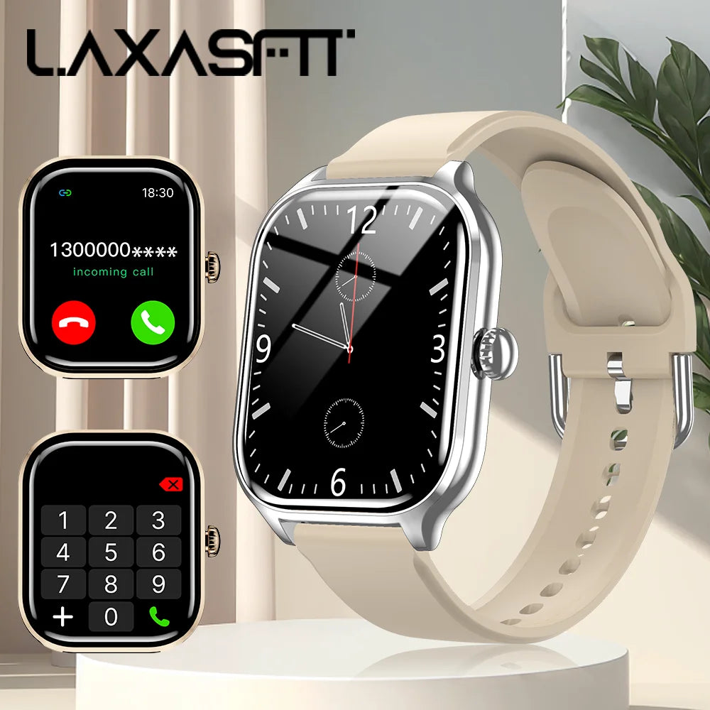 LAXASFIT Voice Call smartwatch 24 Hour Health Monitor 100+ Sports Modes Bluetooth smartwatch for Men Women 2.01 Display