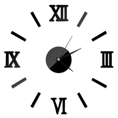 Roman Numerals Frameless Large Acrylic Mirror Surface 3D DIY Wall Clock Home Living Room Office School Wall Decor Clock Sticker