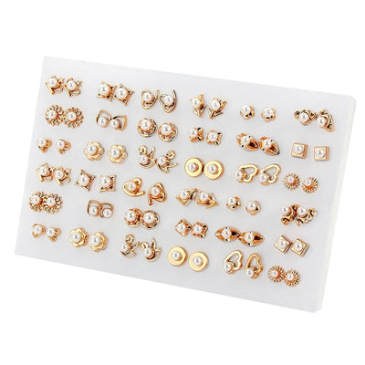 Wholesale 36Pairs/18pairs Mixed Styles Rhinestone Sun Flower Geometric Animal Plastic Stud Earrings Set For Women Girls Jewelry