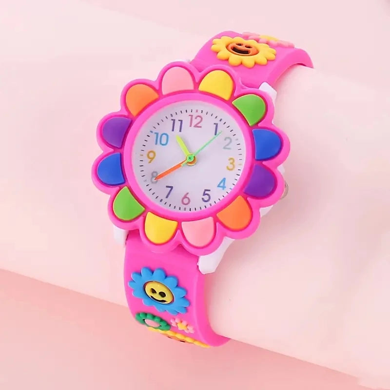 Children's Cartoon Watch Quartz Silicone Watch Elementary School Girls Boys Children's Watch 3D Silicone Strap