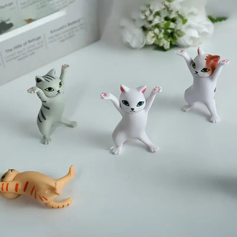 5pcs Dancing Cats Will Lift up Cat Figurines Decorated with Stylish Anime Cat Toys for Desktop Storage