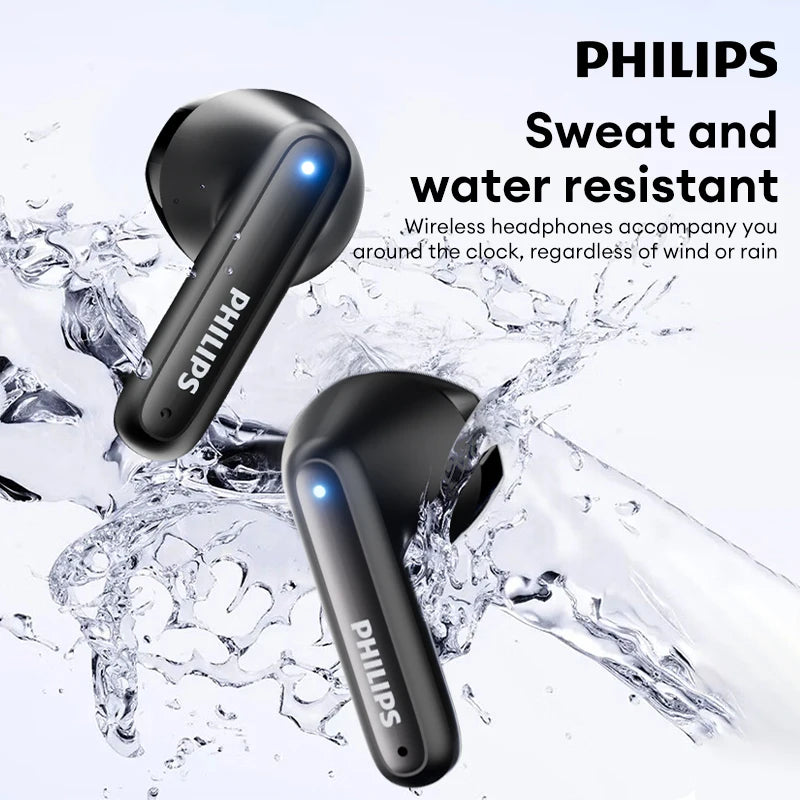 سماعات أذن TAT1199 اللاسلكية الأصلية من Philips بتقنية البلوتوث V5.4 مع خاصية إلغاء الضوضاء وسماعات الألعاب المقاومة للماء