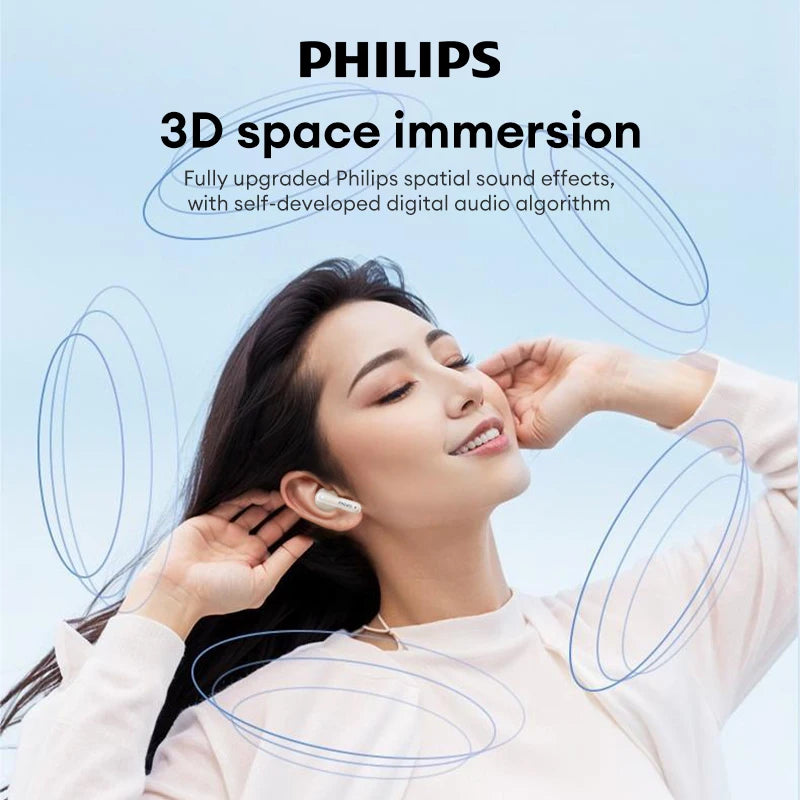 سماعات أذن TAT1199 اللاسلكية الأصلية من Philips بتقنية البلوتوث V5.4 مع خاصية إلغاء الضوضاء وسماعات الألعاب المقاومة للماء