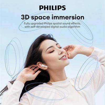 سماعات أذن TAT1199 اللاسلكية الأصلية من Philips بتقنية البلوتوث V5.4 مع خاصية إلغاء الضوضاء وسماعات الألعاب المقاومة للماء