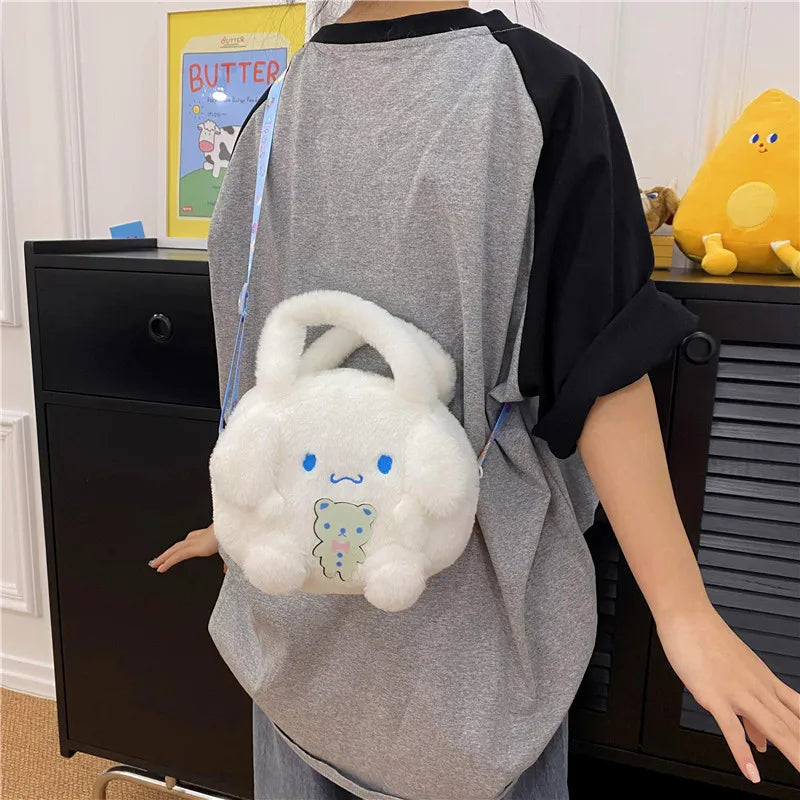 Kawaii Sanrio Plush Bag Kuromi Backpack Anime Melody Cinnamoroll Plushie Handbags Pochacco Cartoon Stuffed Bag for Girls Gifts