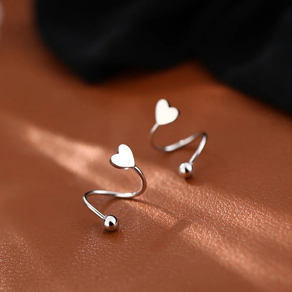 2pcs Stainless Steel Spiral Twisted Lip Ring Tongue Piercing Heart Star Ear Cartilage Helix Piercing Stud Earring Jewelry Gifts