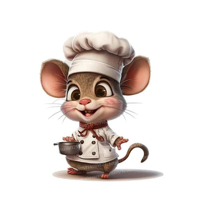 Creative Cartoon Cute Chef Mouse Self-Adhesive Wall Stickers Bedroom Living Room Corner Staircase Home Decoration Sticker M765