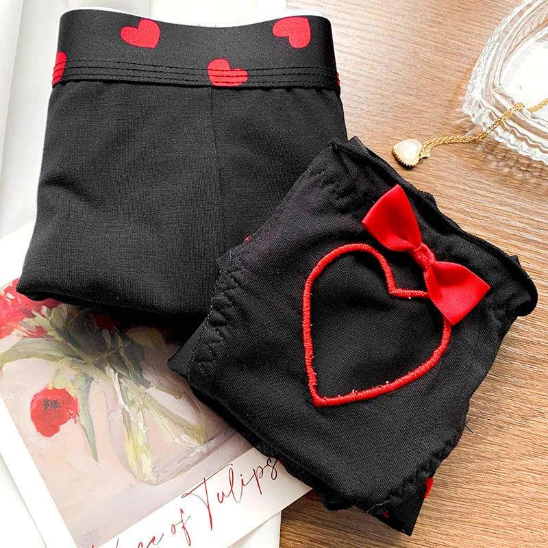 New Heart Printed Couple Underwear Sexy Women Men Low Waist Briefs Breathable Boxer Panties Boyfriend Girlfriend Lingerie