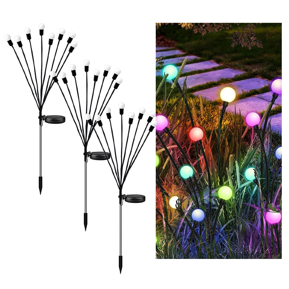 1pc 6/8/10LED Pack Solar Firefly Lights,Upgraded Solar Garden Lights Outdoor Waterproof Solar Swaying Landscape Outdoor Lights